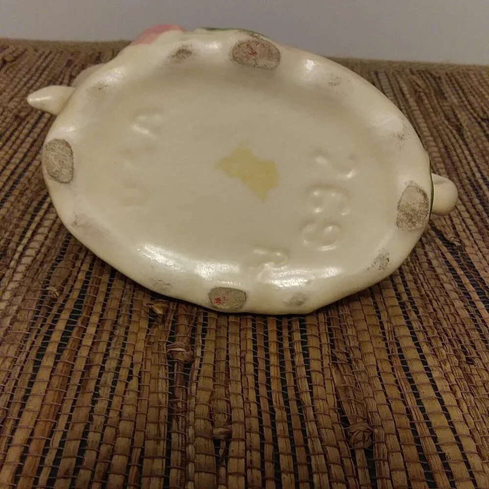 Vintage 1930s Camark Pottery Twin Candle Holder – Pink Iris Floral Art Deco US